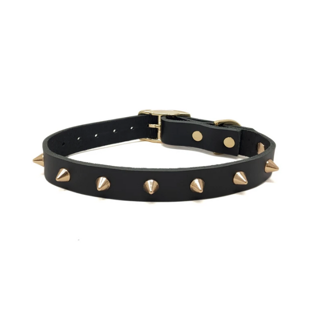 Gold Noir Leather Collar | Black/Gold