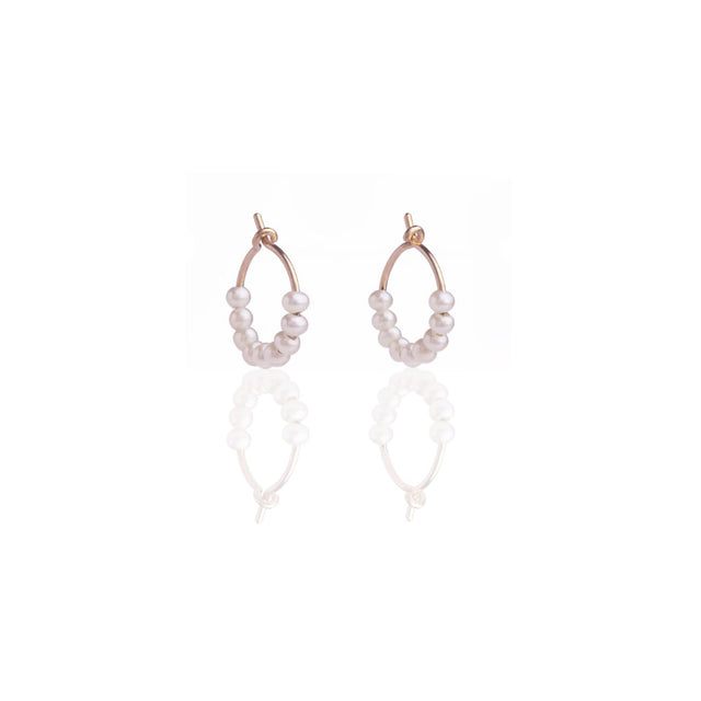 gold filled pearl hoop earrings