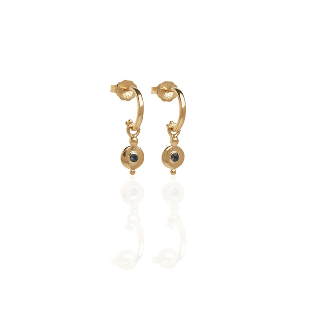 WS Earrings | Set Onyx Disc Drops