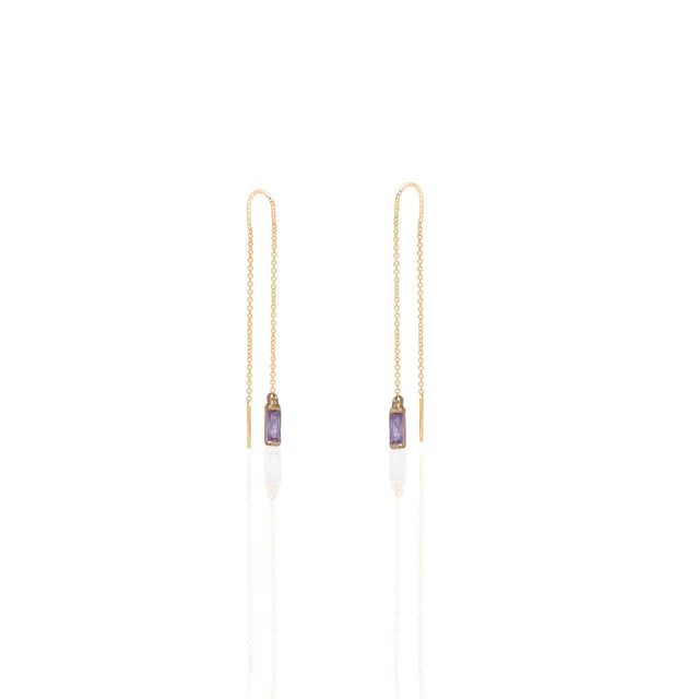 WS Earrings | Threader with Amethyst