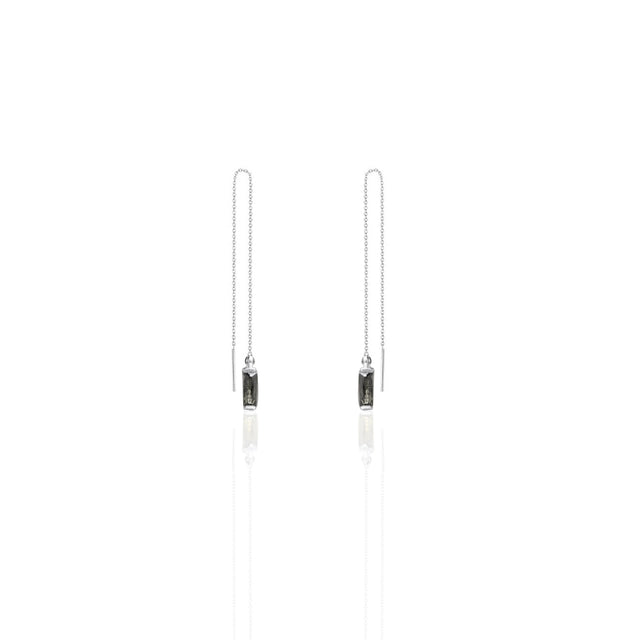 WS Earrings | Silver Threader with stone