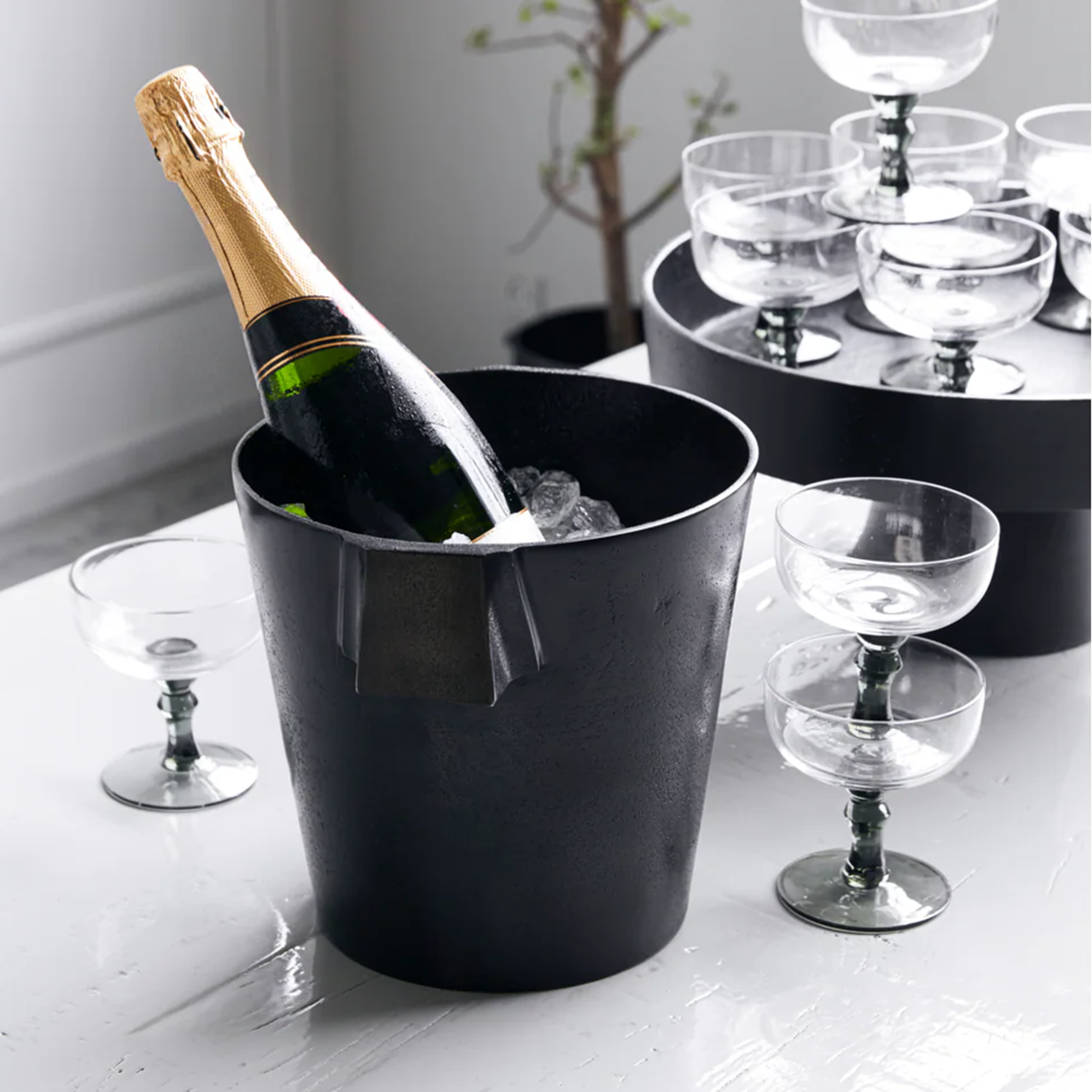 Ice Bucket | Black Brushed Metal