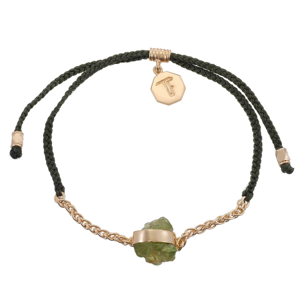 Bracelet | Peridot Crystal & Olive/Gold Chain