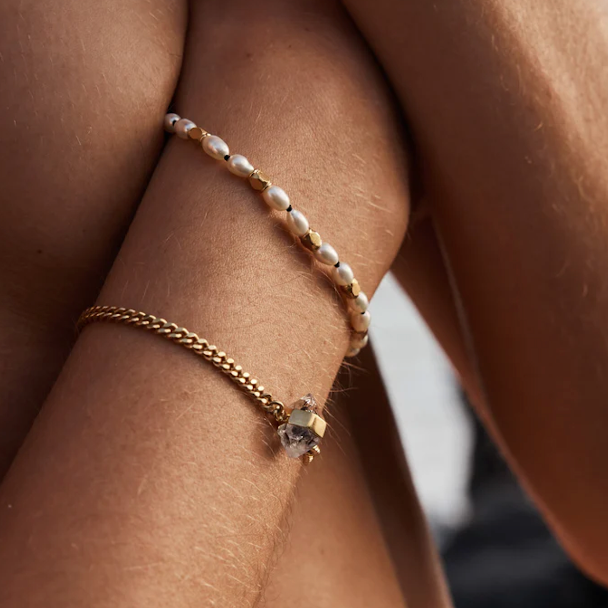 Bracelet | Diamond Quartz & Gold Chain