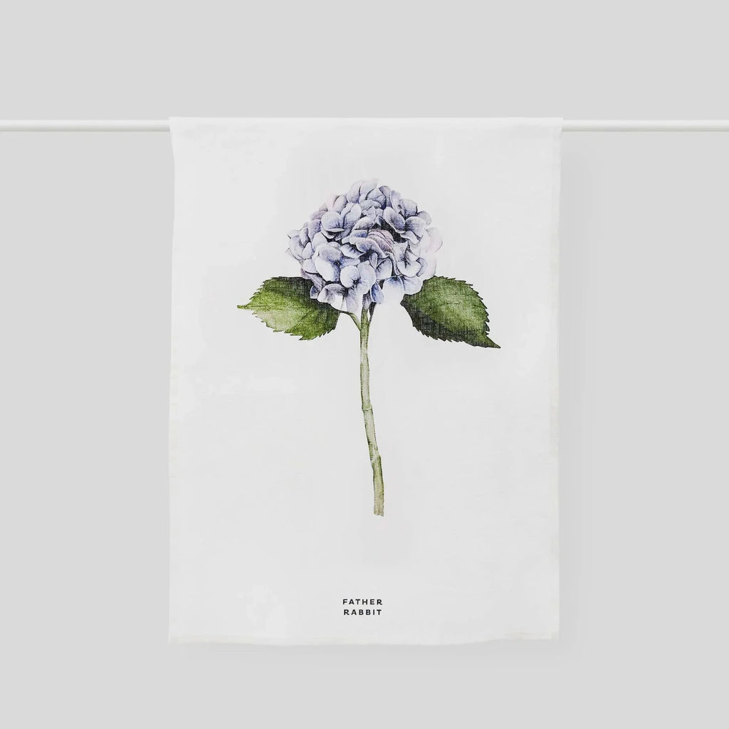 Hydrangea  Flower Tea towel featuring the brand 'Father Rabbit'.