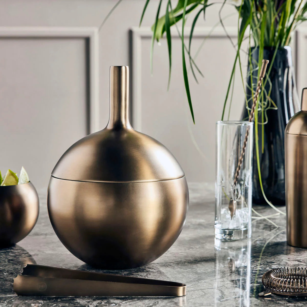 Ice Bucket | Antique Brass Finish