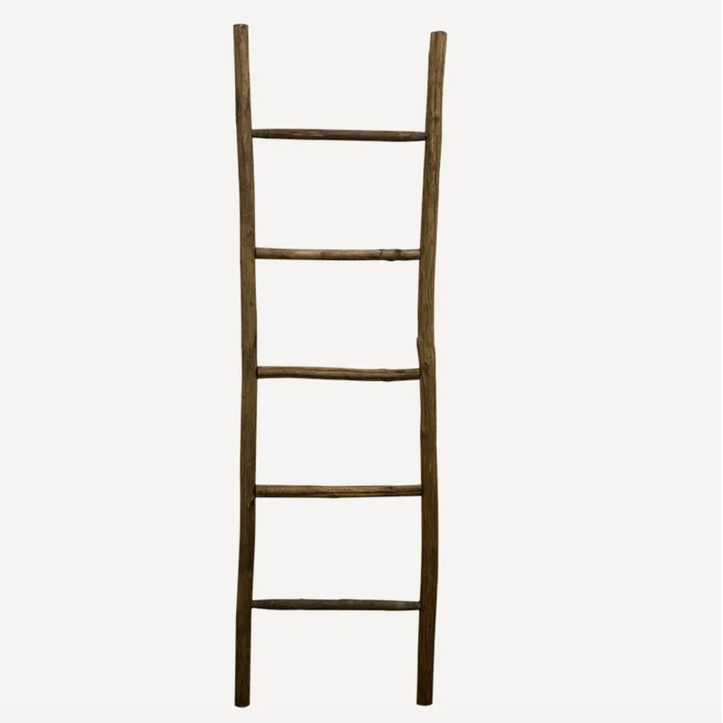 Wooden ladder on a white background