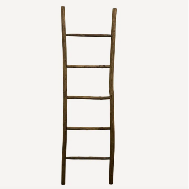 Wooden ladder on a white background