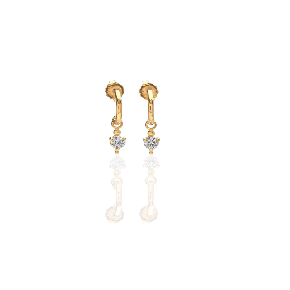 Earrings | Stud Hoop w Feature Zirconia