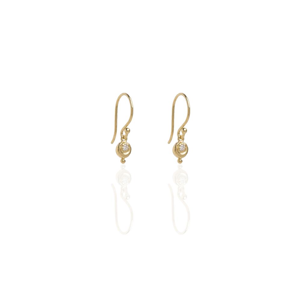 WS Earrings | Moon + CZ Dangle Earrings