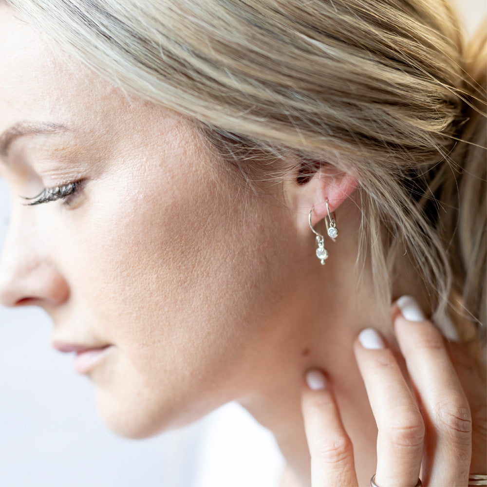 WS Earrings | Moon + CZ Dangle Earrings