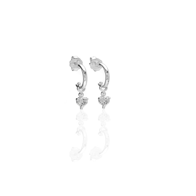 WS Earrings | Stud Hoop w Feature Zirconia