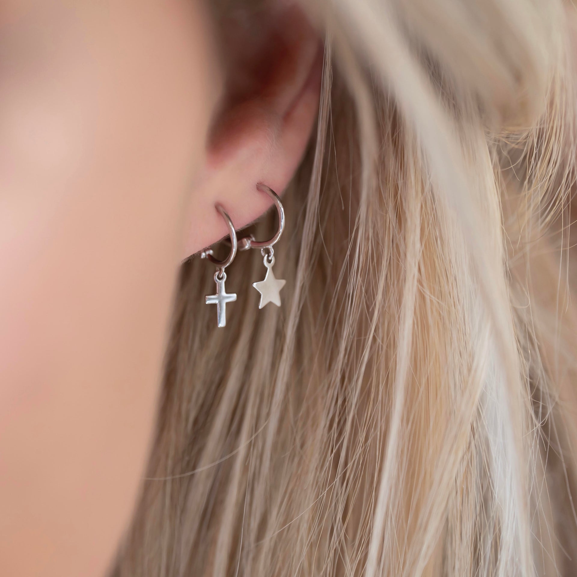 WS Earrings | Cross or Star Hoops