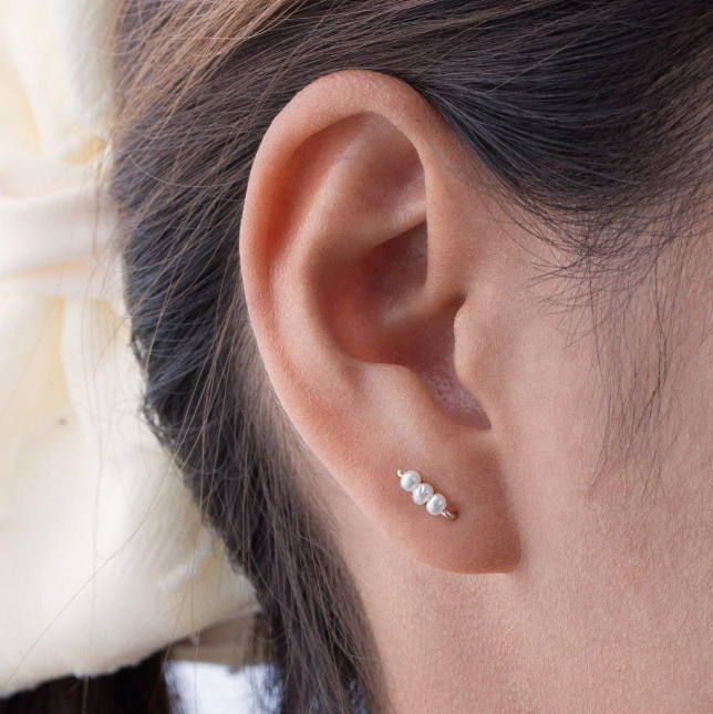 WS Earrings | Mini Pearl Climbers