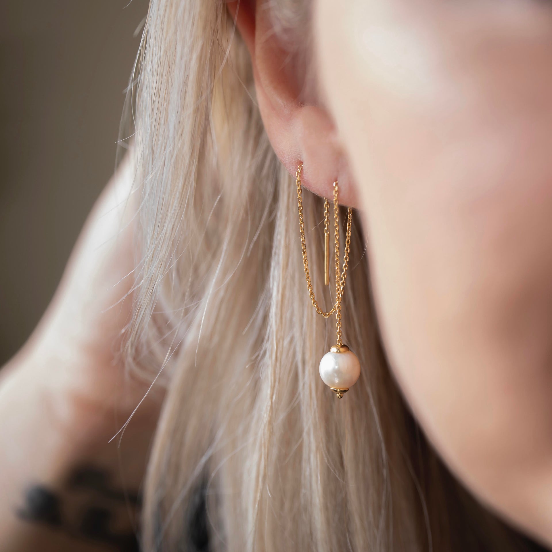 WS Earrings | Freshwater Pearl Threaders
