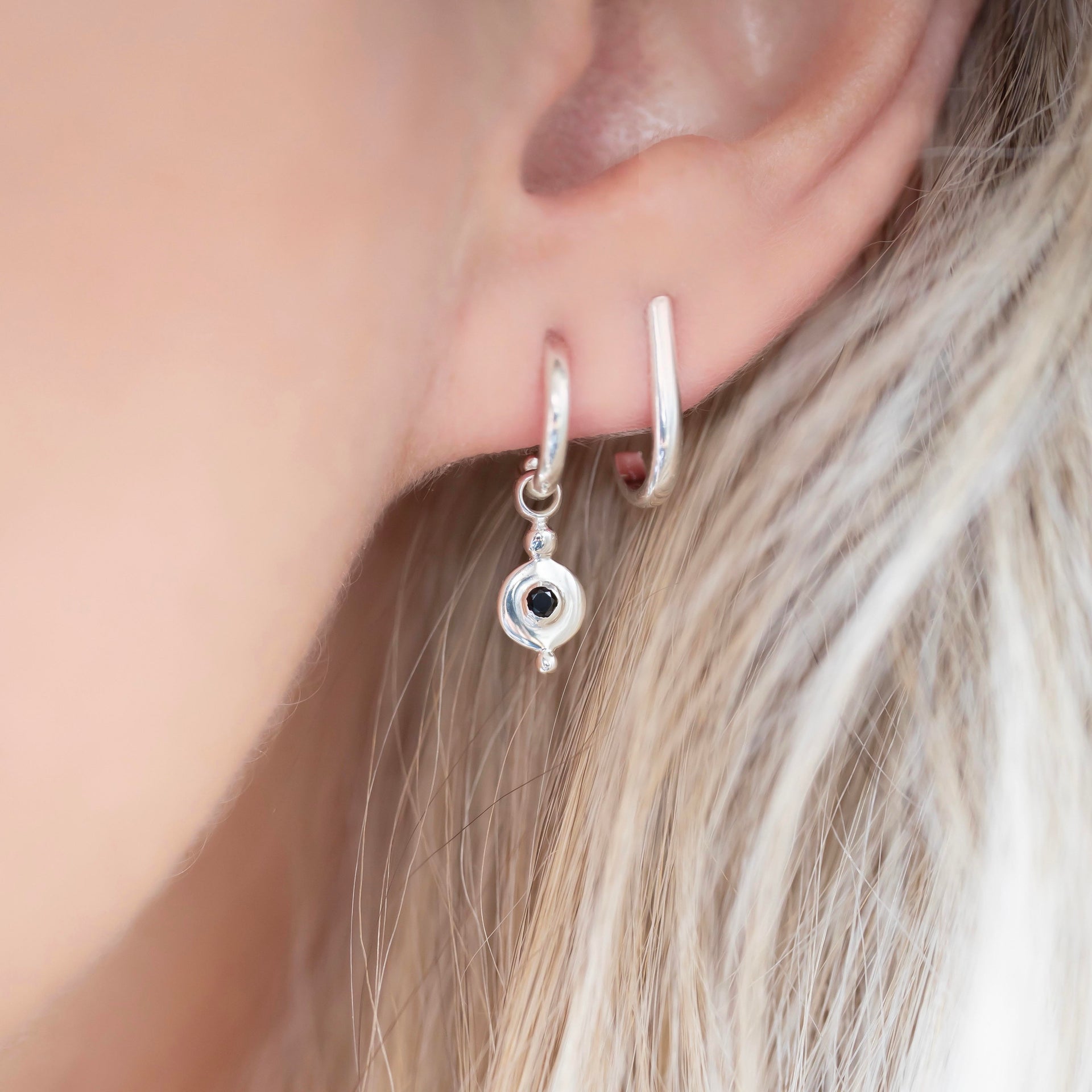 Earrings | Disc Droplet + Onyx