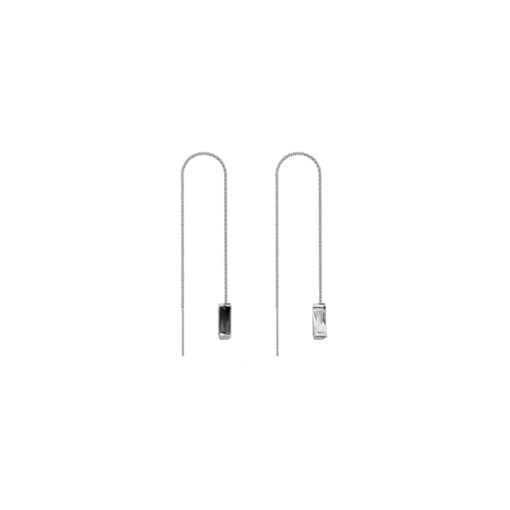 WS Earrings | Silver Threader with stone